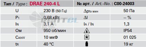 Rosenberg DRAE 240-4 L - описание, технические характеристики, графики